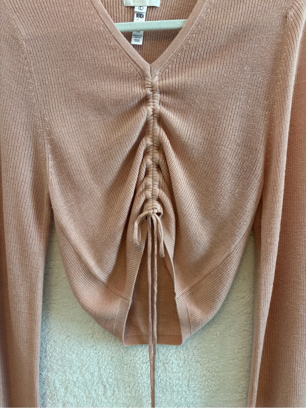 Beach Riot Kenzi Adjustable Tie Front Lightweight Sweater Rose Size Large - Picture 2 of 10